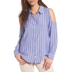 Rails‎ Sadie Ocean Stripe Cold Shoulder Top Large
